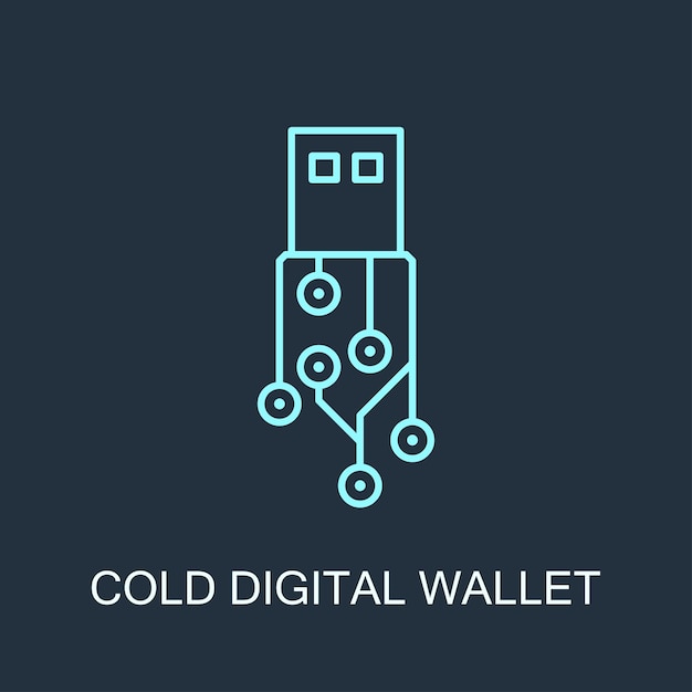 콜드 디지털 지갑 아이콘 라인 아트 디자인