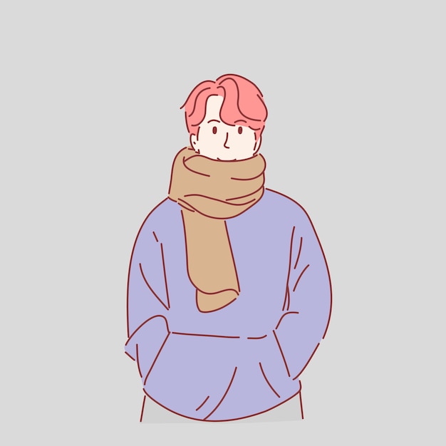 Vector cold weather clothing cartoon