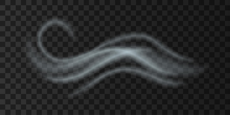 Vector cold wind fog blow, realistic weather icon. autumn or winter forecast icon with white smoke flying