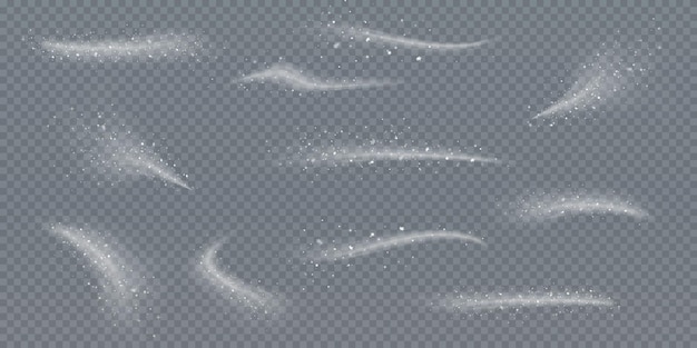 Cold winter wind texture. Holiday vector blizzard. Christmas effect of a cold png blizzard. Vector.