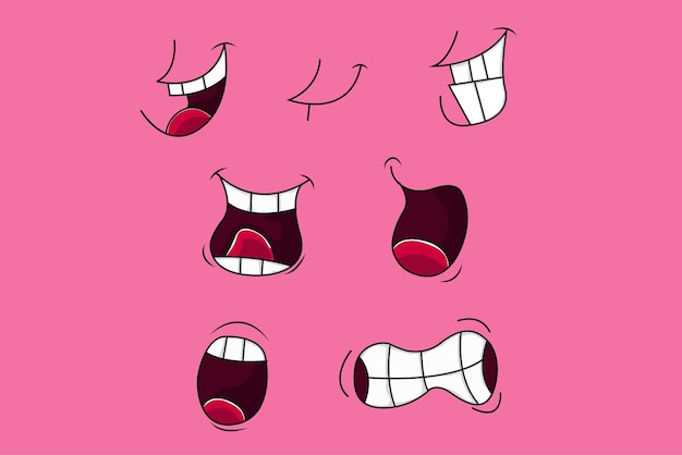Вектор colección de bocas en diferentes formas para personajes