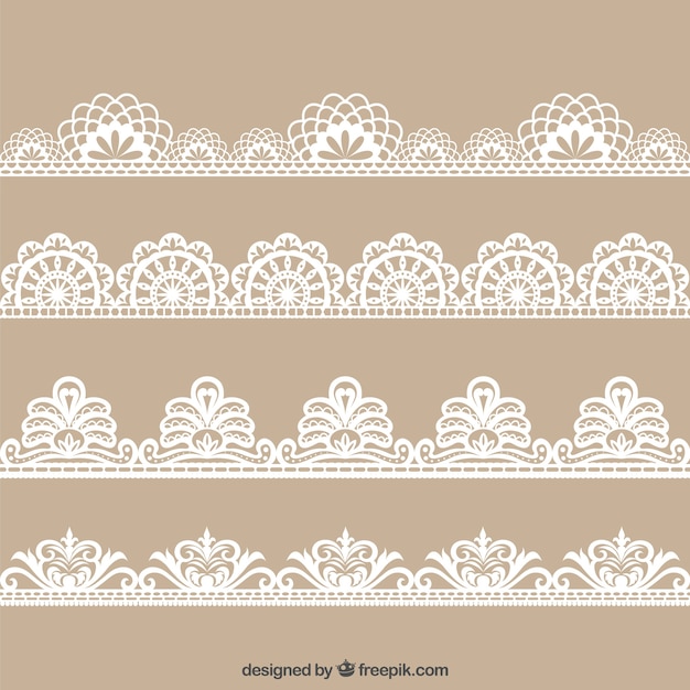 Colecction of hand drawn floral lace decoration