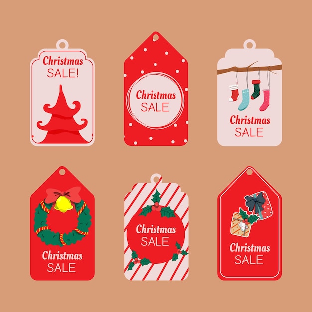 Vector colelction of christmas winter tag price