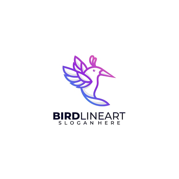 Colibri bird line art дизайн логотипа градиентный цвет