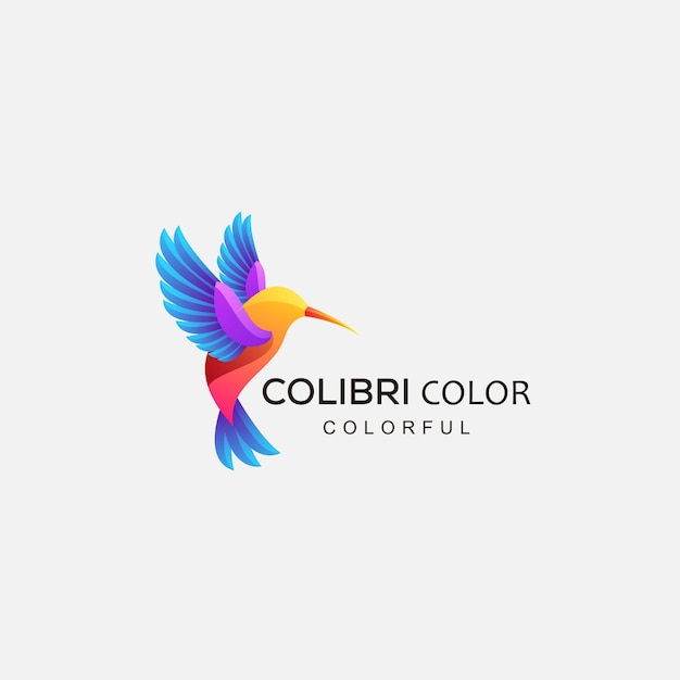 Градиентный красочный вектор логотипа птицы Colibri