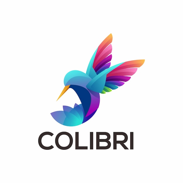 Вектор colibri градиент красочный дизайн логотипа иллюстрации
