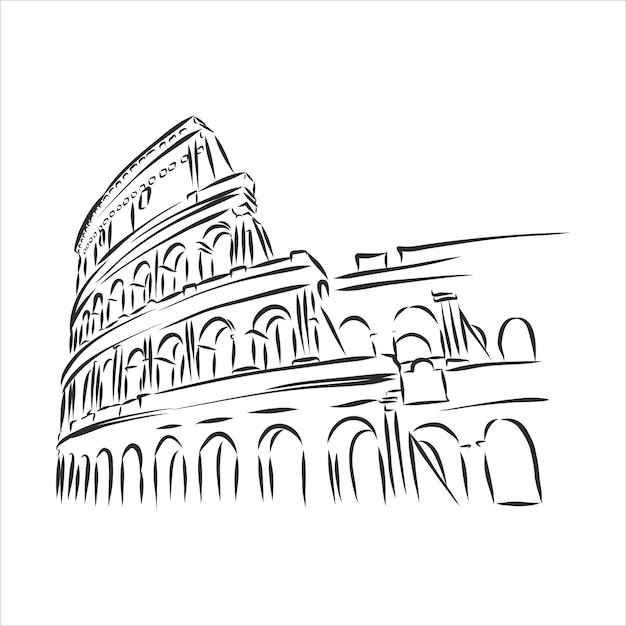 Vettore colosseo a roma disegnato a mano. illustrazione vettoriale isolato. stile di schizzo