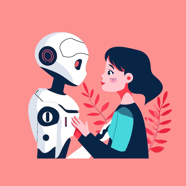 Vector collaboration_between_human_and_ai_robot