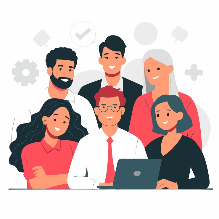 Vector collaborative brainstorming session voor about us page concept