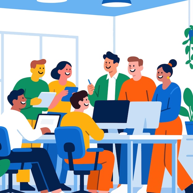 collaborative office environment teamwork and innovation