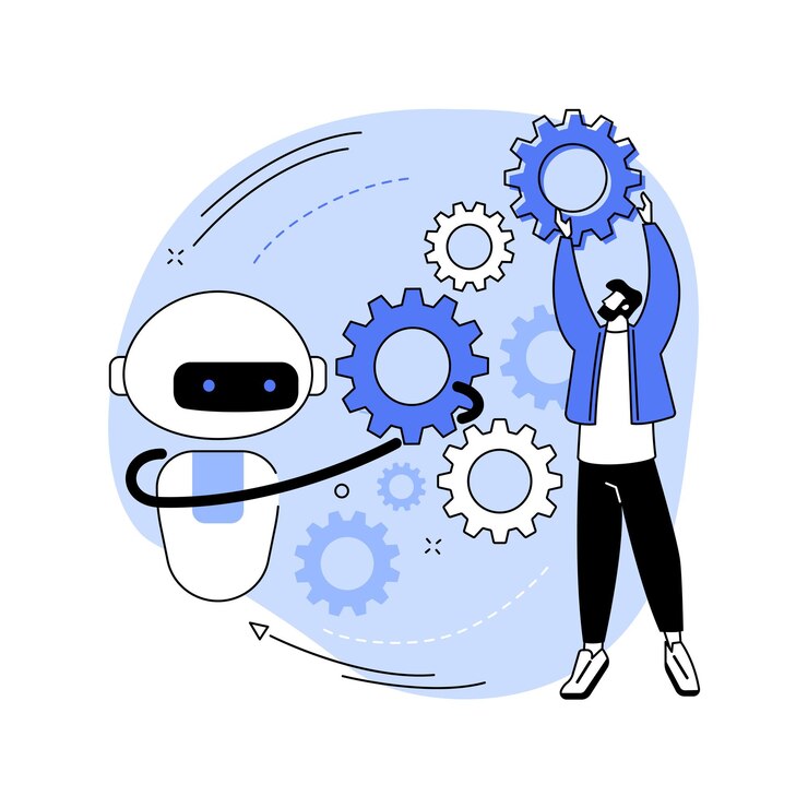 Vector collaborative robotics abstract concept vector illustration