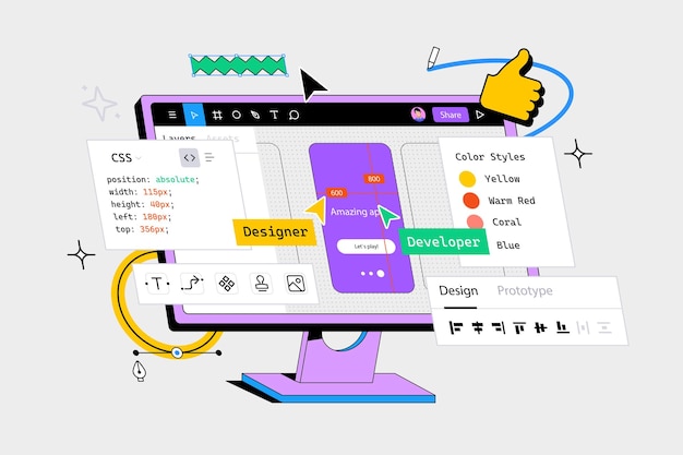 Вектор Совместное веб-приложение для разработки интерфейса программа для дизайнеров ui и ux dashboard