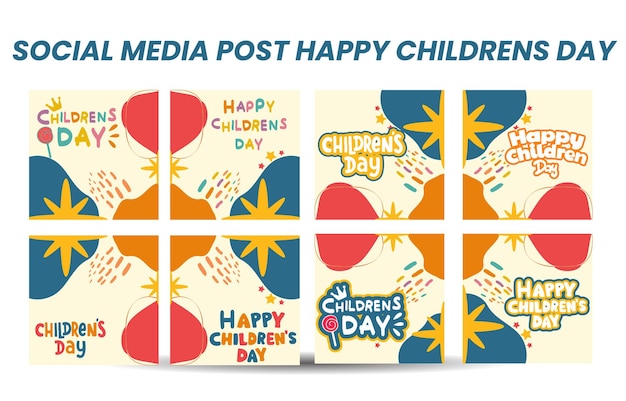 Vector a collage of children's day cards with the words'happy children's day'on it.