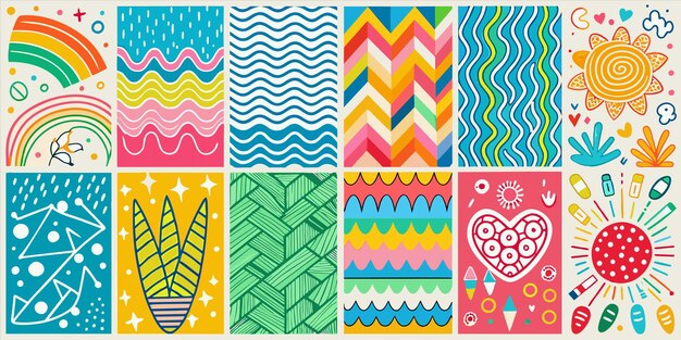 Vector a collage of colorful designs including the artists art collection