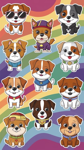 a collage of dogs stickers with different pictures of dogs