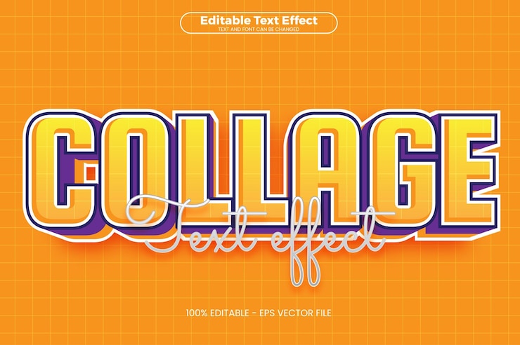 Vector collage editable text effect in modern trend style