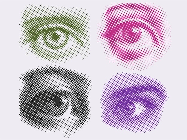 Collage eyes halftone vector design