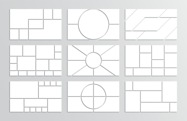콜라주 그리드 무드 보드 템플릿 사진 무드 보드 레이아웃 모자이크 사진 프레임 이미지