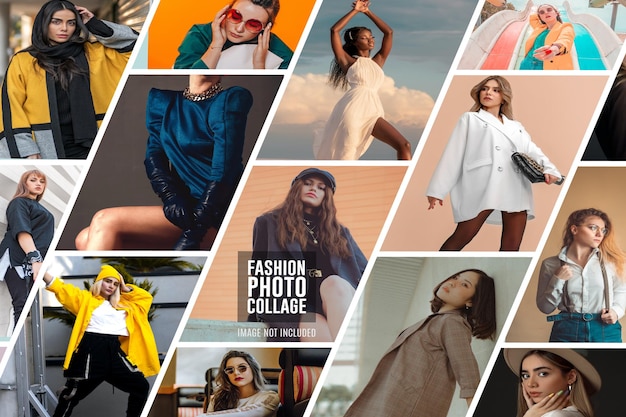 Collage grid and photo collage frame effect mockup