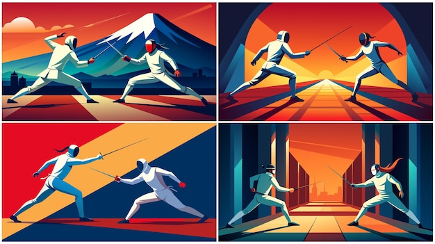 Collage of Images Featuring a Man in Fencing Gear