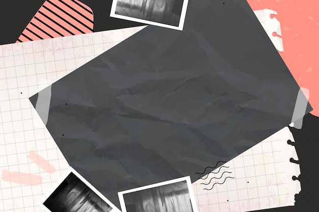 Vector collage of photos and ripped paper background