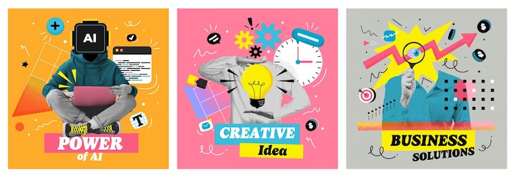 Vector 콜라지 포스터 디자인 비즈니스 솔루션