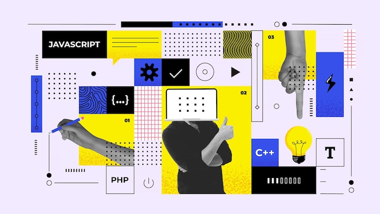 Vector collage poster design developing