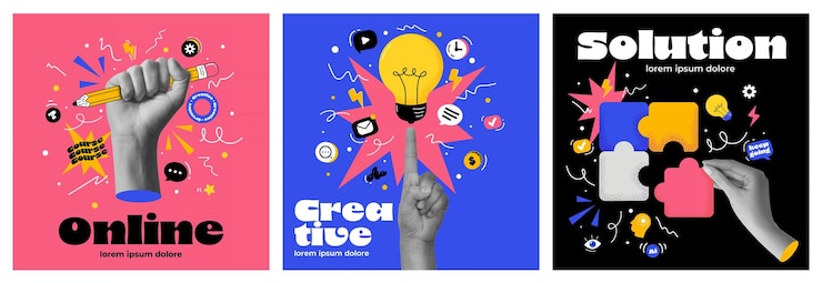 Vector collage poster design education