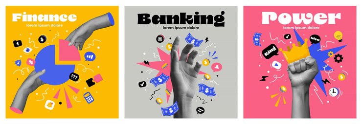 Vector collage poster design finance