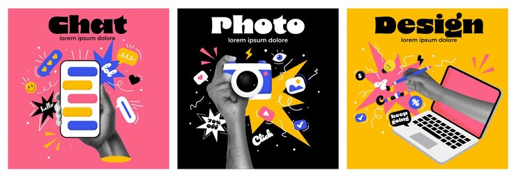Vector コラージュポスターデザイン uiデザイン