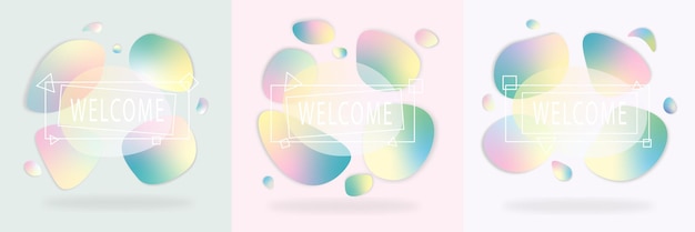 Collage of templates welcome banner on abstract background with gradient