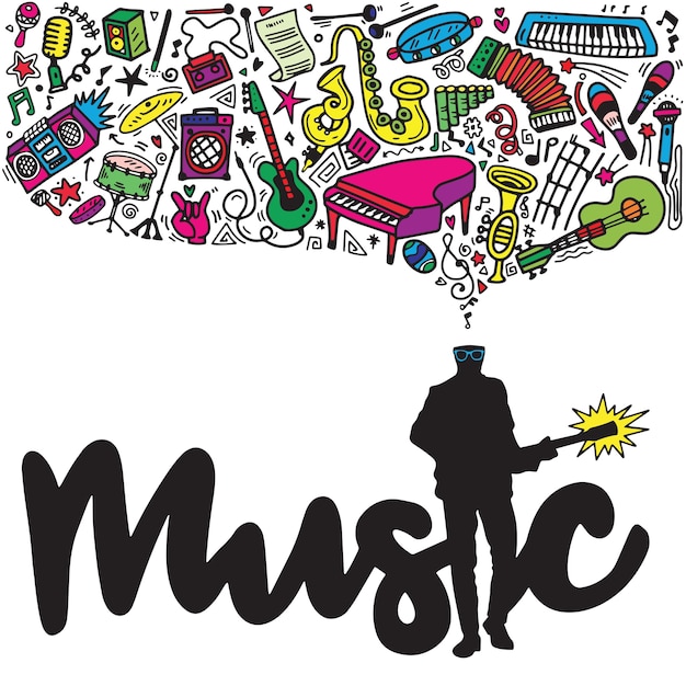 Vector collage with musical instruments