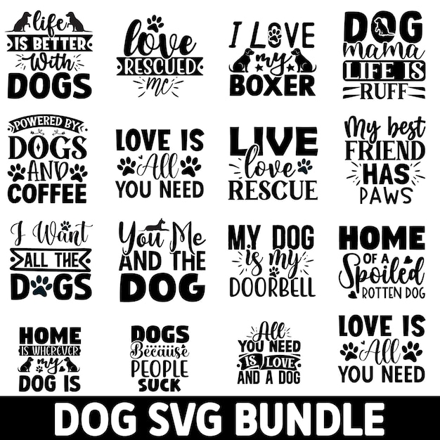 a collage of words that say quot dog quot on the bottom