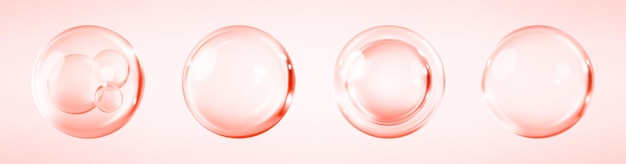 Vector collageen serum bubbels op roze achtergrond cosmetische essentie concept huidverzorgingscosmetische oplossing