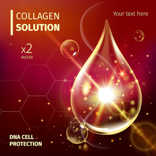 Collagen serum and vitamin background concept skin care cosmetic.