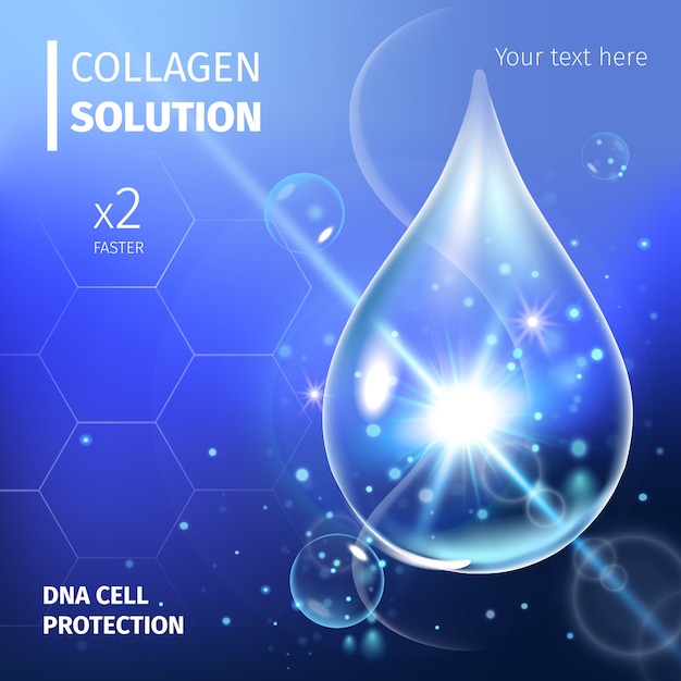 Collagen serum and vitamin background concept skin care cosmetic.