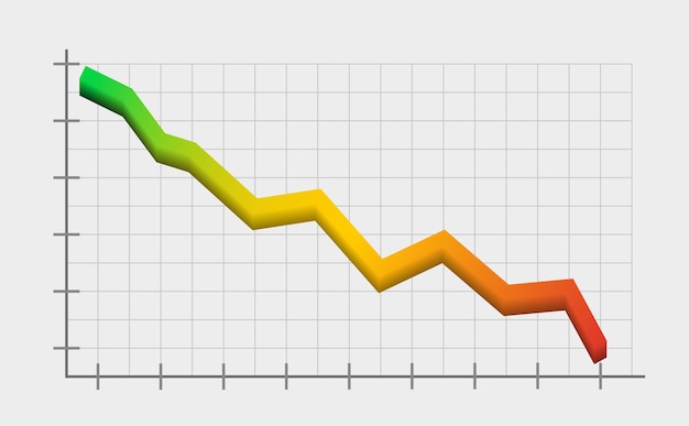 Il crollo del mercato mondiale degli investimenti freccia cadente multicolore su un grafico illustrazione vettoriale