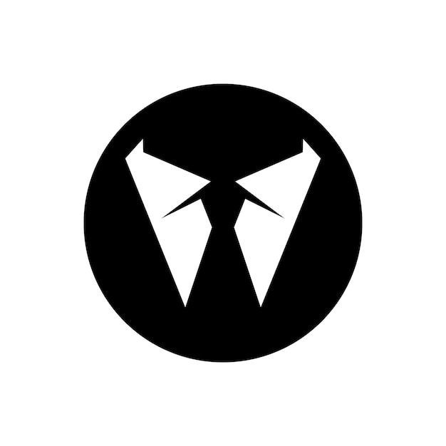 Vector collar, shirt and tie. elegant suit icon clothing for men. black and white vector illustration