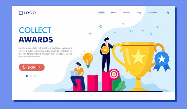 Collect awards landing page website illustration vector design 