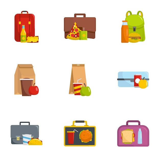 Collect food icons set, cartoon style