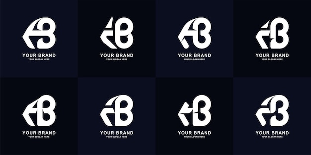 Collectie brief AB of HB monogram logo ontwerp