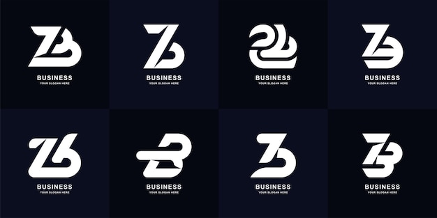 Collectie brief zb of bz monogram logo ontwerp