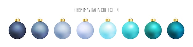 Vector collectie decoratieve kerstballen - palet met blauwe tinten
