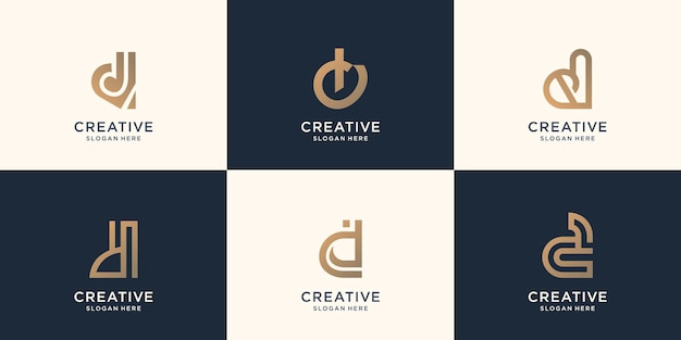 Collectie eerste d abstracte letter mark ontwerp voor zakelijke onderneming. inspiratie eerste ontwerp.
