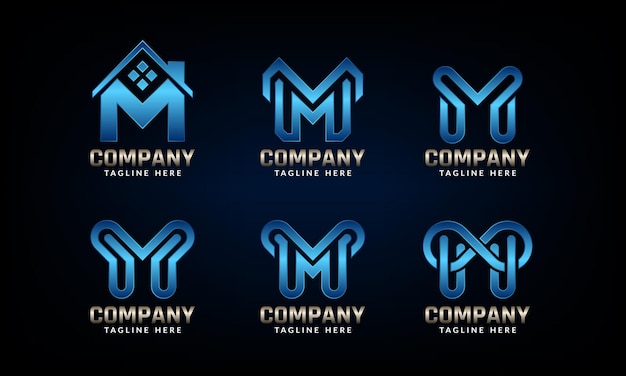 Collectie eerste letter M logo ontwerp