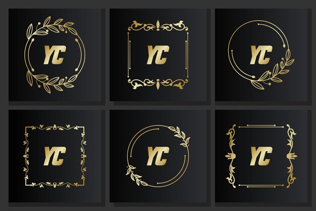 Vector collectie eerste logo met luxe ornamentontwerp