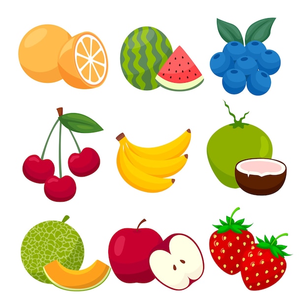 Collectie fruit ontwerp Set pictogram fruit pictogram ontwerp