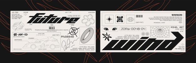 Collectie futuristische patches labels tags stickers armband stempels in retro stijl