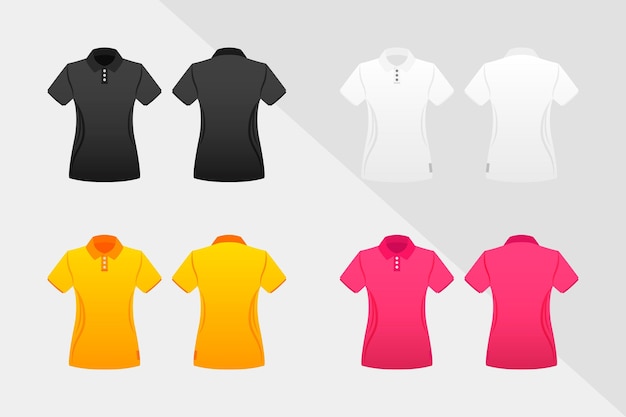 Vector collectie gekleurde poloshirts voor dames