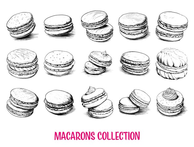 Vector collectie getekende macarons